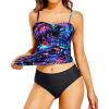 image:imageHolipick Womens Strapless Tankini Tummy Control Two Piece Bathing Suits Twist Bandeau Swimsuit with High Waist Bottoms