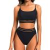image:imageHolipick High Waisted Bikini Sets for Women Tummy Control Two Piece Swimsuit Mesh Sport Bathing Suit with Bottom