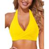 image:imageHolipick Women Halter Bikini Tops  Push Up Bathing Suit Top V Neck Full Coverage Swimsuit Top OnlyYellow