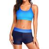 image:imageHolipick 3 Piece Tankini Swimsuits for Women Tummy Control Bathing Suits Swim Tank Top with Bra Boy Shorts Teen Swimwear 2026Blue Gradient