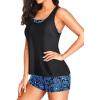 image:imageHolipick 3 Piece Tankini Swimsuits for Women Tummy Control Bathing Suits Swim Tank Top with Bra Boy Shorts Teen Swimwear 2026Blue Paisley