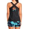 image:imageHolipick 3 Piece Tankini Swimsuits for Women Tummy Control Bathing Suits Swim Tank Top with Bra Boy Shorts Teen Swimwear 2026Green