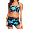 image:imageHolipick 3 Piece Tankini Swimsuits for Women Tummy Control Bathing Suits Swim Tank Top with Bra Boy Shorts Teen Swimwear 2026Green