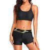 image:imageHolipick 3 Piece Tankini Swimsuits for Women Tummy Control Bathing Suits Swim Tank Top with Bra Boy Shorts Teen Swimwear 2026Green Camo and Black