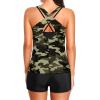 image:imageHolipick 3 Piece Tankini Swimsuits for Women Tummy Control Bathing Suits Swim Tank Top with Bra Boy Shorts Teen Swimwear 2026Green Camo and Black