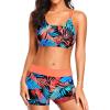 image:imageHolipick 3 Piece Tankini Swimsuits for Women Tummy Control Bathing Suits Swim Tank Top with Bra Boy Shorts Teen Swimwear 2026Orange and Leaves