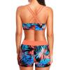 image:imageHolipick 3 Piece Tankini Swimsuits for Women Tummy Control Bathing Suits Swim Tank Top with Bra Boy Shorts Teen Swimwear 2026Orange and Leaves