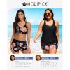 image:imageHolipick 3 Piece Tankini Swimsuits for Women Tummy Control Bathing Suits Swim Tank Top with Bra Boy Shorts Teen Swimwear 2026Pink Floral