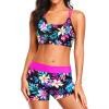 image:imageHolipick 3 Piece Tankini Swimsuits for Women Tummy Control Bathing Suits Swim Tank Top with Bra Boy Shorts Teen Swimwear 2026Pink Flower
