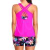 image:imageHolipick 3 Piece Tankini Swimsuits for Women Tummy Control Bathing Suits Swim Tank Top with Bra Boy Shorts Teen Swimwear 2026Pink Flower