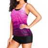 image:imageHolipick 3 Piece Tankini Swimsuits for Women Tummy Control Bathing Suits Swim Tank Top with Bra Boy Shorts Teen Swimwear 2026Pink Gradients