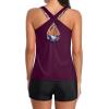 image:imageHolipick 3 Piece Tankini Swimsuits for Women Tummy Control Bathing Suits Swim Tank Top with Bra Boy Shorts Teen Swimwear 2026Purple