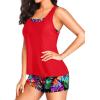 image:imageHolipick 3 Piece Tankini Swimsuits for Women Tummy Control Bathing Suits Swim Tank Top with Bra Boy Shorts Teen Swimwear 2026Red Floral