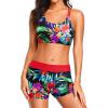 image:imageHolipick 3 Piece Tankini Swimsuits for Women Tummy Control Bathing Suits Swim Tank Top with Bra Boy Shorts Teen Swimwear 2026Red Floral