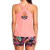 image:imageHolipick 3 Piece Tankini Swimsuits for Women Tummy Control Bathing Suits Swim Tank Top with Bra Boy Shorts Teen Swimwear 2026Red Leaves