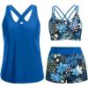 image:imageHolipick 3 Piece Tankini Swimsuits for Women Tummy Control Bathing Suits Swim Tank Top with Bra Boy Shorts Teen Swimwear 2026Blue Floral2