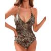 image:imageHolipick Women Tummy Control One Piece Swimsuit Sexy Bathing Suit Halter SwimwearLeopard