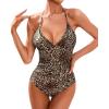 image:imageHolipick Women Tummy Control One Piece Swimsuit Sexy Bathing Suit Halter SwimwearLeopard