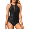 image:imageHolipick Women One Piece Swimsuit High Neck Tummy Control Bathing Suits Halter Mesh Swim Suit Swimwear