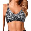 image:imageHolipick Twist Front Bikini Tops for Women  Push Up Bathing Suit Top Padded Swimsuit TopBlack Floral