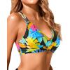 image:imageHolipick Twist Front Bikini Tops for Women  Push Up Bathing Suit Top Padded Swimsuit TopBlack Flower