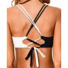 image:imageHolipick Twist Front Bikini Tops for Women  Push Up Bathing Suit Top Padded Swimsuit TopBlack and White