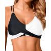 image:imageHolipick Twist Front Bikini Tops for Women  Push Up Bathing Suit Top Padded Swimsuit TopBlack and White