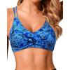 image:imageHolipick Twist Front Bikini Tops for Women  Push Up Bathing Suit Top Padded Swimsuit TopBlue Paisley