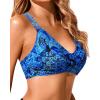 image:imageHolipick Twist Front Bikini Tops for Women  Push Up Bathing Suit Top Padded Swimsuit TopBlue Paisley