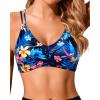 image:imageHolipick Twist Front Bikini Tops for Women  Push Up Bathing Suit Top Padded Swimsuit TopBlue and Flower