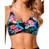 image:imageHolipick Twist Front Bikini Tops for Women  Push Up Bathing Suit Top Padded Swimsuit TopColorful Leaves