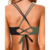 image:imageHolipick Twist Front Bikini Tops for Women  Push Up Bathing Suit Top Padded Swimsuit TopGreen Black