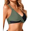 image:imageHolipick Twist Front Bikini Tops for Women  Push Up Bathing Suit Top Padded Swimsuit TopGreen Black