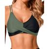 image:imageHolipick Twist Front Bikini Tops for Women  Push Up Bathing Suit Top Padded Swimsuit TopGreen Black