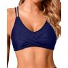 image:imageHolipick Twist Front Bikini Tops for Women  Push Up Bathing Suit Top Padded Swimsuit TopNavy Blue