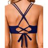 image:imageHolipick Twist Front Bikini Tops for Women  Push Up Bathing Suit Top Padded Swimsuit TopNavy Blue