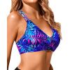 image:imageHolipick Twist Front Bikini Tops for Women  Push Up Bathing Suit Top Padded Swimsuit TopPurple Leaves