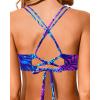 image:imageHolipick Twist Front Bikini Tops for Women  Push Up Bathing Suit Top Padded Swimsuit TopPurple Leaves