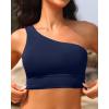 image:imageHolipick Women One Shoulder Bikini Tops Only Bathing Suit Top Sports Bra Swim Tops Longline Crop Top for Teen GirlsNavy Blue