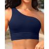 image:imageHolipick Women One Shoulder Bikini Tops Only Bathing Suit Top Sports Bra Swim Tops Longline Crop Top for Teen GirlsNavy Blue