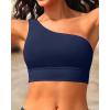 image:imageHolipick Women One Shoulder Bikini Tops Only Bathing Suit Top Sports Bra Swim Tops Longline Crop Top for Teen GirlsNavy Blue