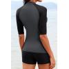 image:imageHolipick Women 2 Piece Rash Guard SwimsuitShort Sleeve Swim Shirt with Shorts Full Zipper SPF Modest SwimwearGray and Black