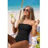 image:imageHolipick Women Tummy Control One Piece Swimsuits Strapless Bandeau Bathing Suits Slimming Halter SwimwearBlack With 3d Flower