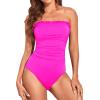 image:imageHolipick Women Tummy Control One Piece Swimsuits Strapless Bandeau Bathing Suits Slimming Halter SwimwearHot Pink With Ruffle