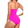 image:imageHolipick Women Tummy Control One Piece Swimsuits Strapless Bandeau Bathing Suits Slimming Halter SwimwearHot Pink With Ruffle