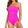 image:imageHolipick Women Tummy Control One Piece Swimsuits Strapless Bandeau Bathing Suits Slimming Halter SwimwearHot Pink With Ruffle
