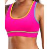 image:imageHolipick Womens Sports Bra Bikini Tops Racerback Swim Top Scoop Neck Bathing Suits Top Modest Padded Crop Tops Swimsuit OnlyColorful Pink