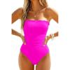 image:imageHolipick Women Tummy Control One Piece Swimsuits Strapless Bandeau Bathing Suits Slimming Halter SwimwearHot Pink With Ruffle