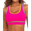 image:imageHolipick Womens Sports Bra Bikini Tops Racerback Swim Top Scoop Neck Bathing Suits Top Modest Padded Crop Tops Swimsuit OnlyColorful Pink