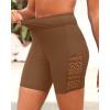 image:image57 Swim Shorts Women  High Waisted Swimsuit Shorts Tummy Control Bathing Suit Lace Bottom with LinerBrown